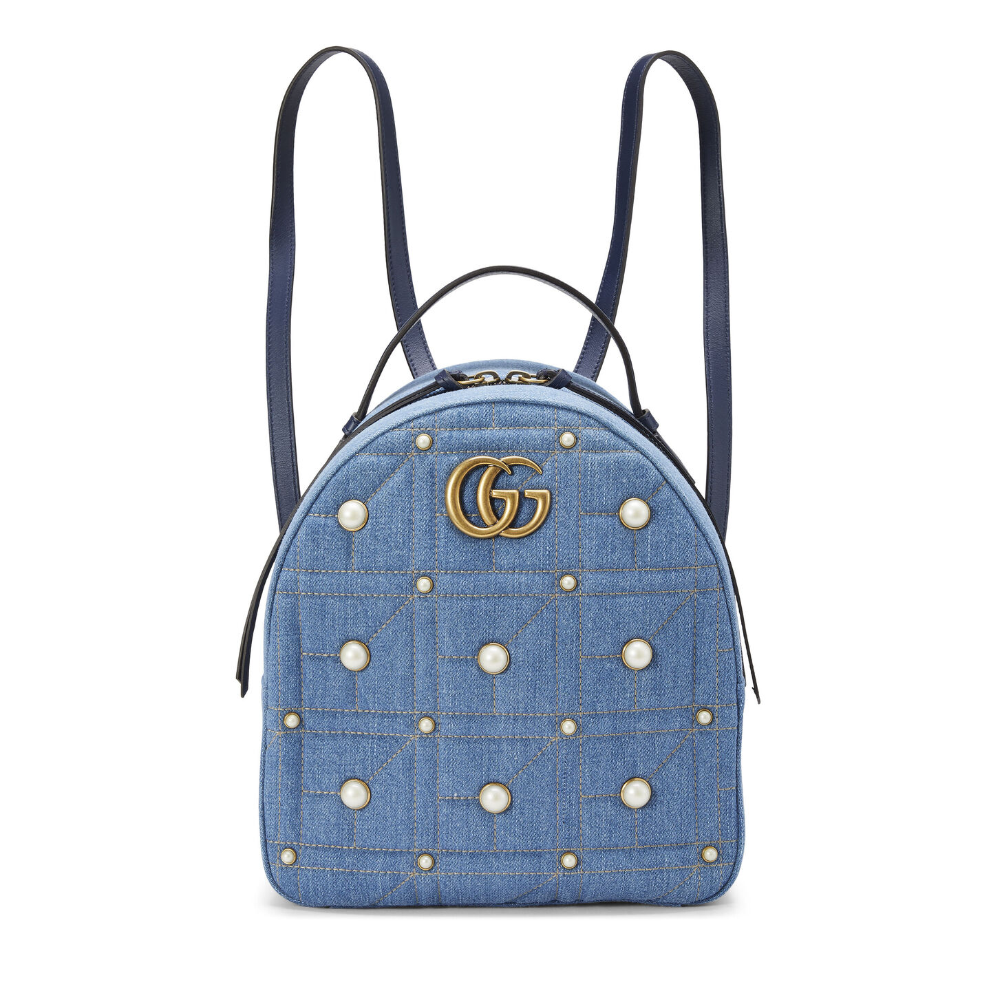 GUCCI BLUE DENIM GG MARMONT BACKPACK